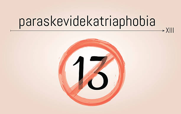 paraskevidekatriaphobia fear of friday the 13th illustration - paraskevidekatriaphobia friday the 13th vector stock illustrations