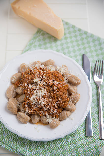 istock Potato Gnocchi with bolognese sauce 468425026