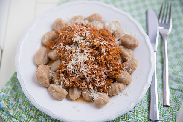 istock Potato Gnocchi with bolognese sauce 468425036