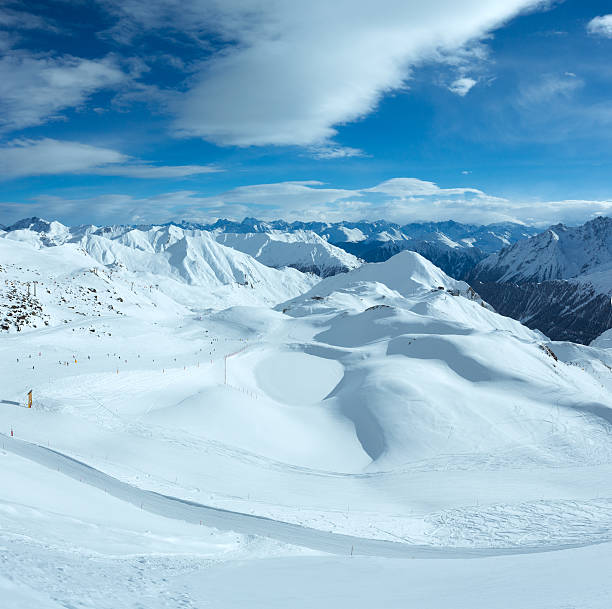 silvretta alpen winter view (österreich). - silvretta stock-fotos und bilder