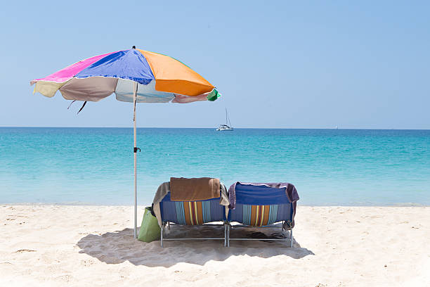 istock Two chairs under umbrella on beautiful tropical beach in Phuket, 468425890
