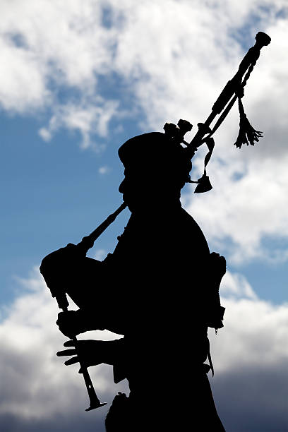 Greewich, CT, USA - March 23, 2014: Close-up of a man who is a member of a pipe band and is participating in the city  \