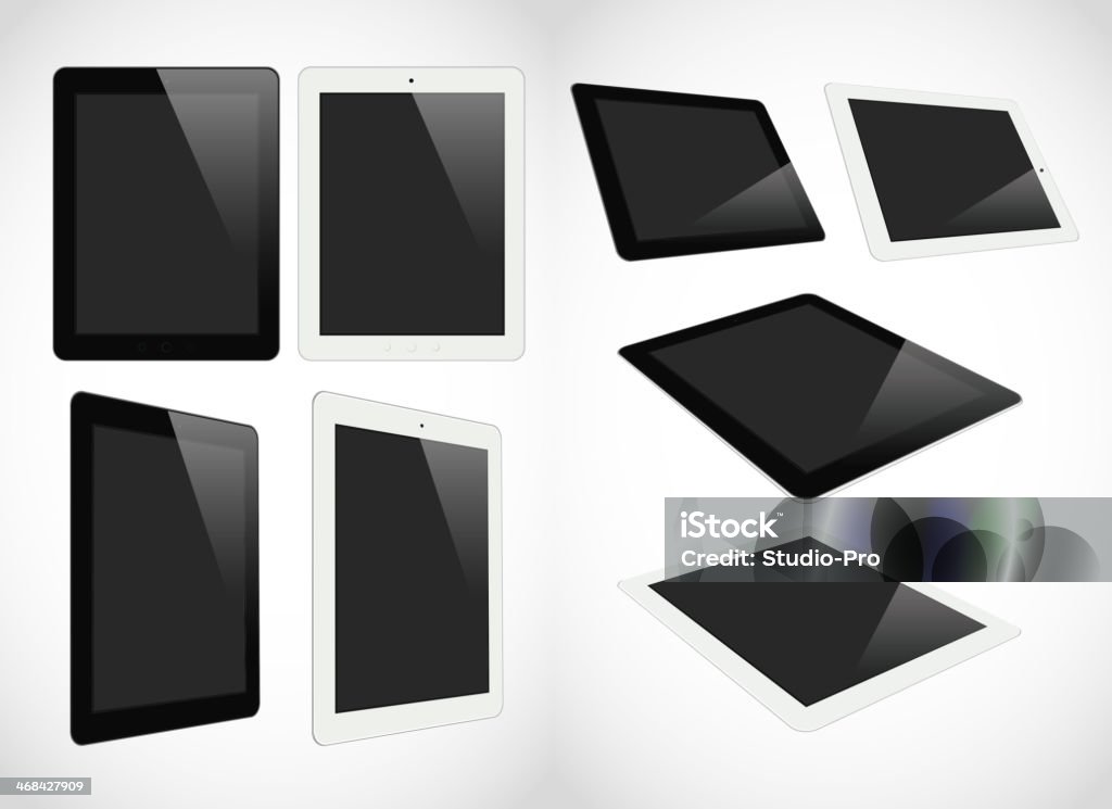 Реалистичные tablet pc компьютер, изолированные на белом фоне - Векторная графика Планшетный компьютер роялти-фри
