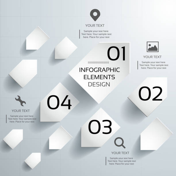 abstrakte 3d papier infografiken - unkonventionell grafiken stock-grafiken, -clipart, -cartoons und -symbole