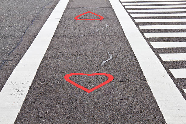 Love lane across the road, love concept