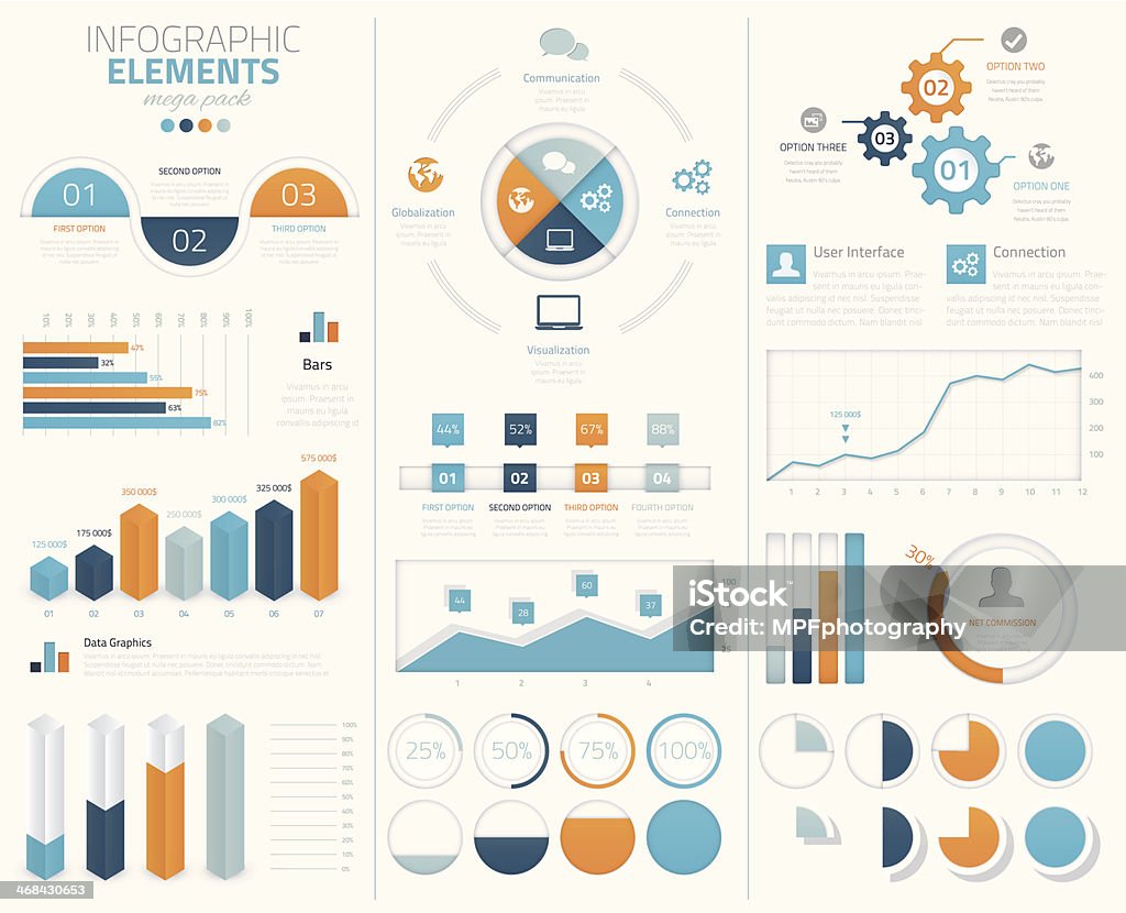 Coleção grande Vetor de elementos Infográfico para apresentação de dados - Royalty-free Computação Gráfica arte vetorial