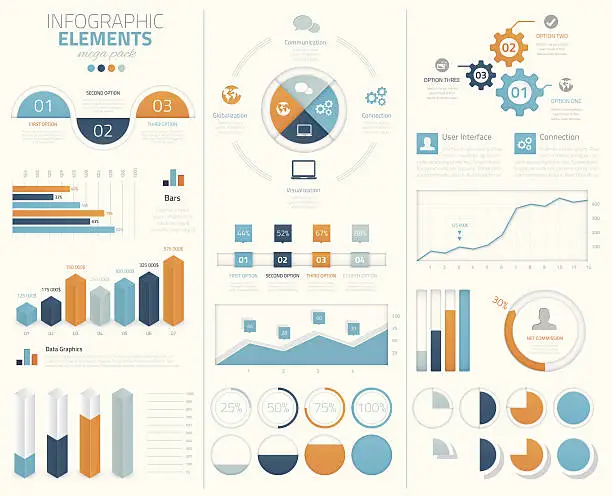 Vector illustration of Big infographic vector elements collection to display data