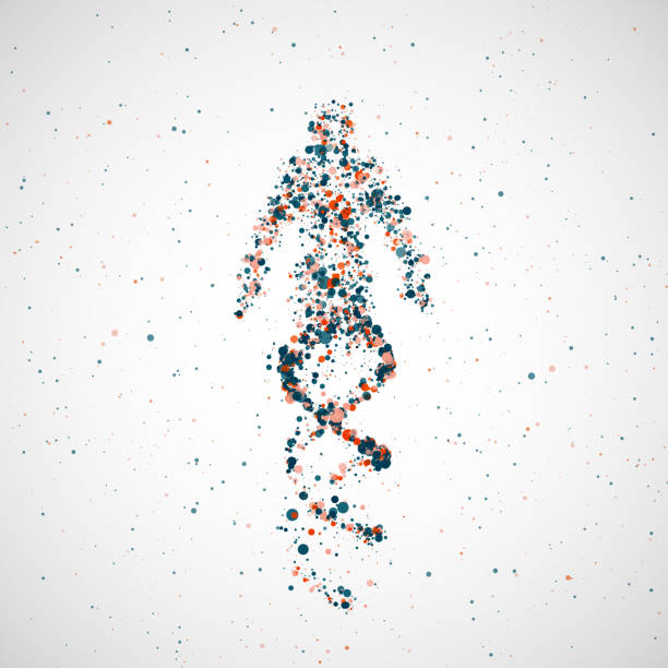 ilustrações, clipart, desenhos animados e ícones de modelo futurista homem de dna - dna helix spiral color image