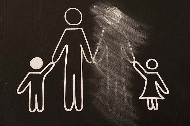 broken family on a blackboard broken family on a blackboard disappear stock pictures, royalty-free photos & images