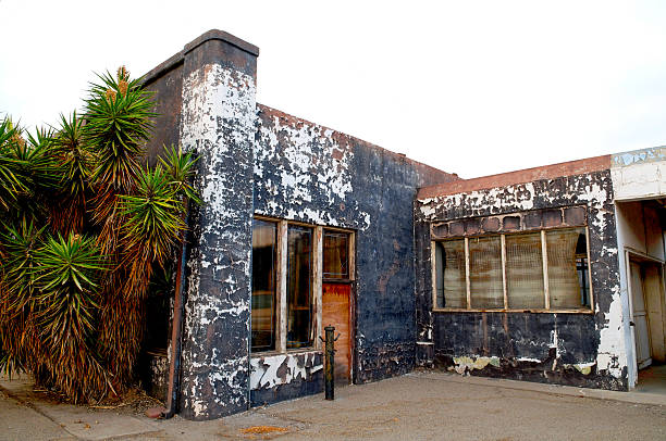 Abandoned gas station in California. stock photo