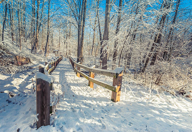 istock Snow covered wooden bridge 468439039