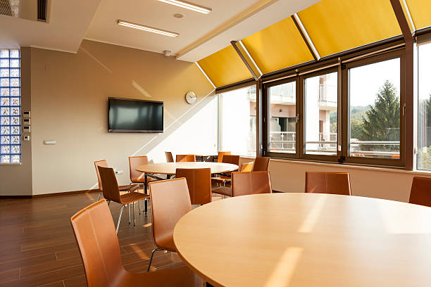 istock Meeting room with round tables 468439682
