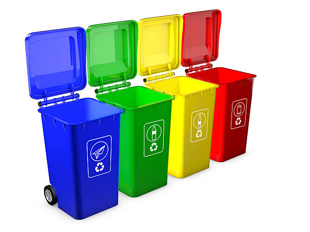 istock Colorful recycle bins isolated on white background 468440340