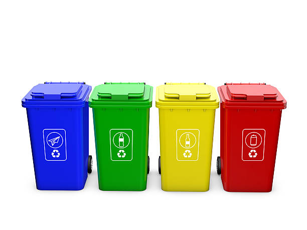 istock Colorful recycle bins isolated on white background 468440354