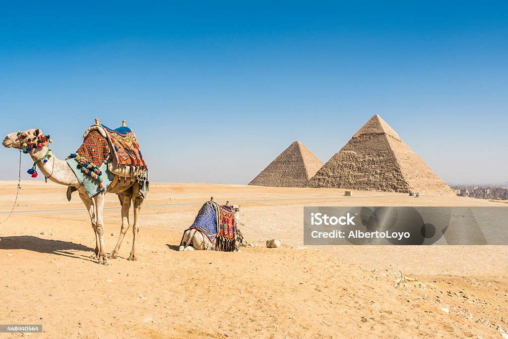 General view of Pyramids of Giza, Egypt 2015 Stock Photo