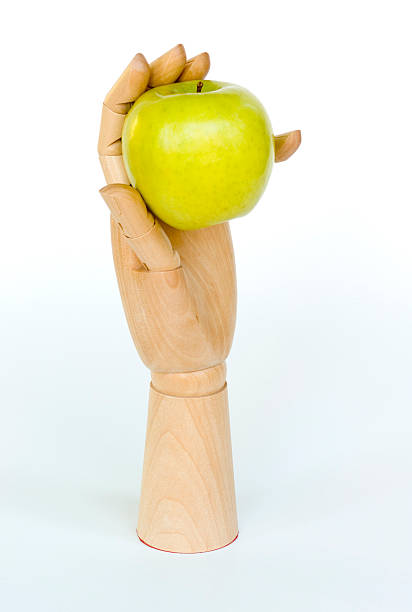 木製手にアップル ストックフォト