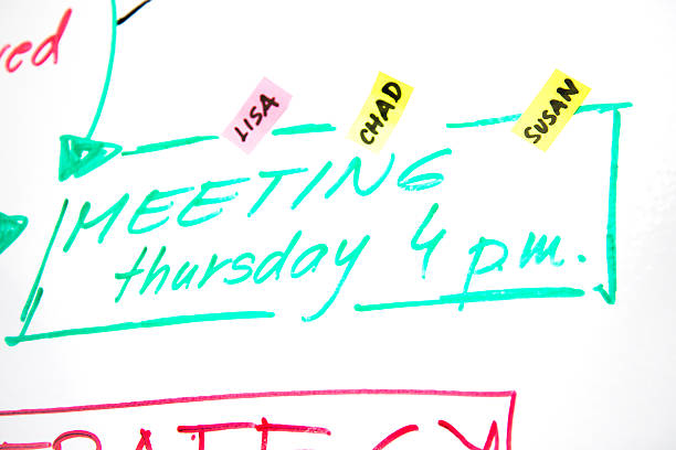 istock Meeting Thursday words written on a whiteboard 468442988