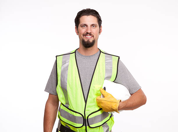 istock Portrait of a smiling construction worker with hardhat 468443373