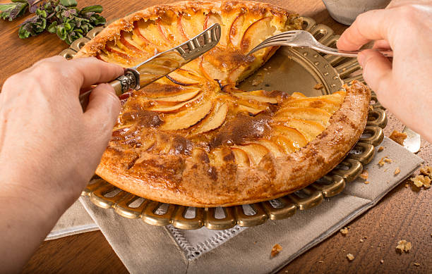 istock French Apple Tart On a  Metal Plate 468443932