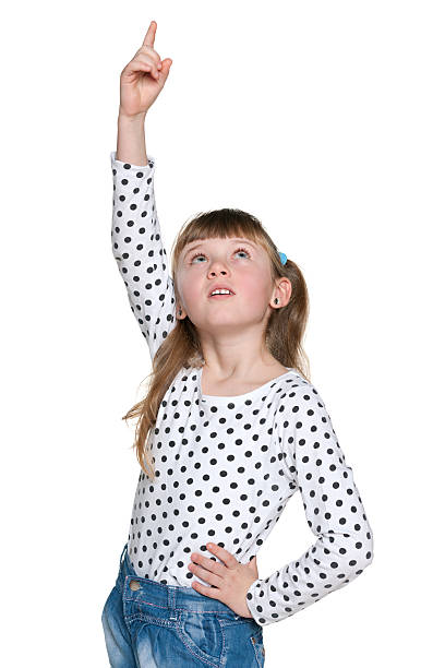istock Pensive girl showing his finger up 468443973