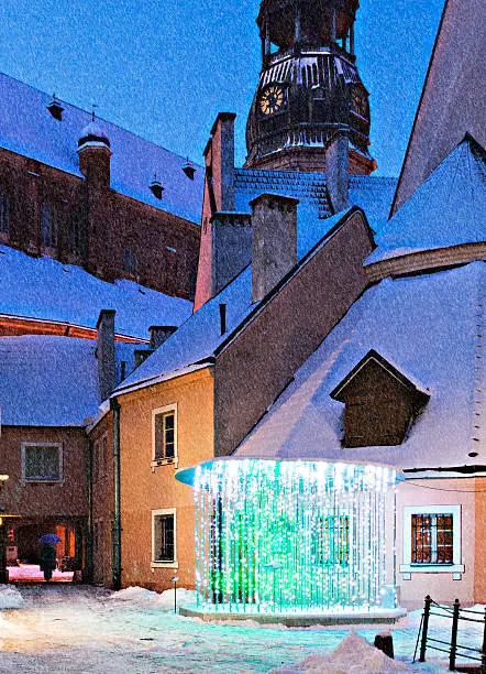 Photo of Medieval yard in old Riga city by winter