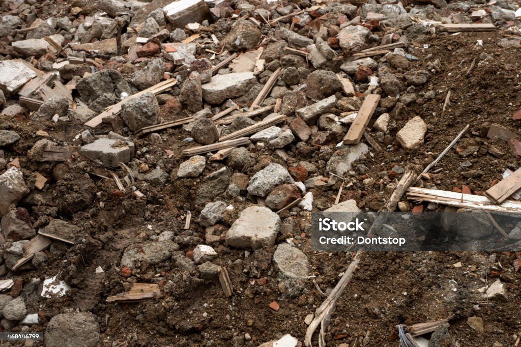 Construction debris A pile of debris of a destroyed building Abstract Stock Photo
