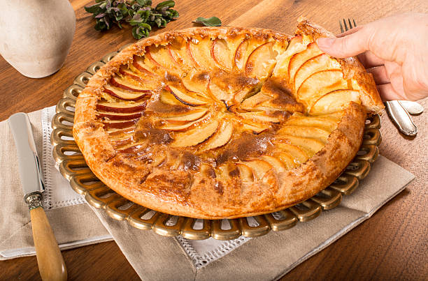istock French Apple Tart On a  Metal Plate 468447148