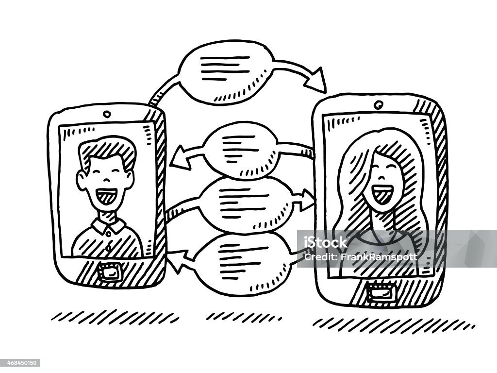 Ilustración de Teléfono Inteligente Comunicación Pareja De Dibujos y más  Vectores Libres de Derechos de 2015 - iStock