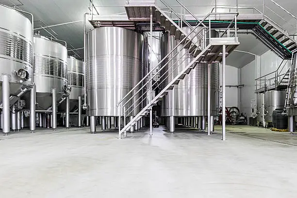 Photo of Industrial stainless steel wine cellar vats