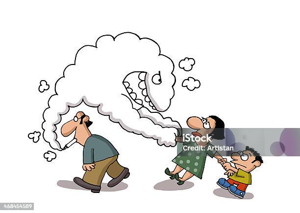 Passive Smoking Concept Illustration Stock Illustration - Download Image Now - Cartoon, Quitting Smoking, Abuse