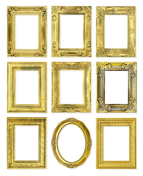 istock golden vintage frame isolated on white background 468455349