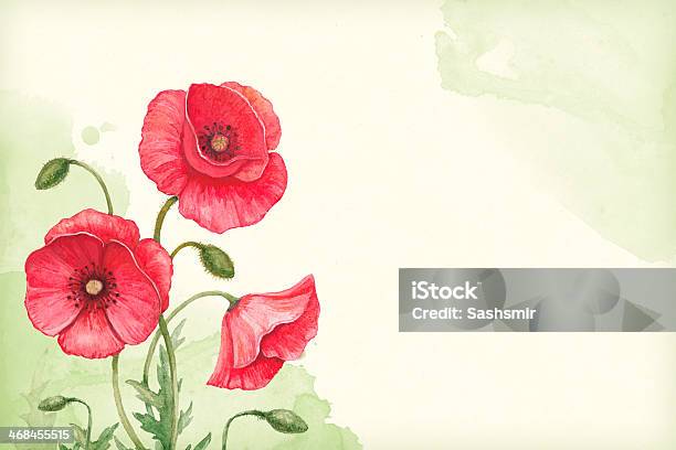 Artistic Background With Watercolor Illustration Of Poppy Flowers Stock Illustration - Download Image Now