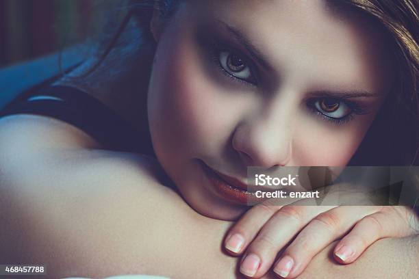 Girl With Intense Look Stock Photo - Download Image Now - 2015, Adult, Adults Only