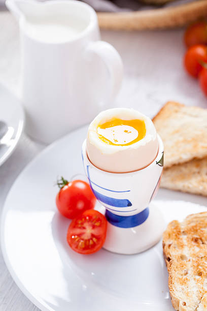 Soft-boiled egg in the morning with toast