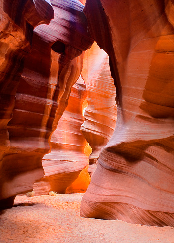 The beautiful abstract eroded landscape of Lower Antelope Canyon in Arizona, USA.