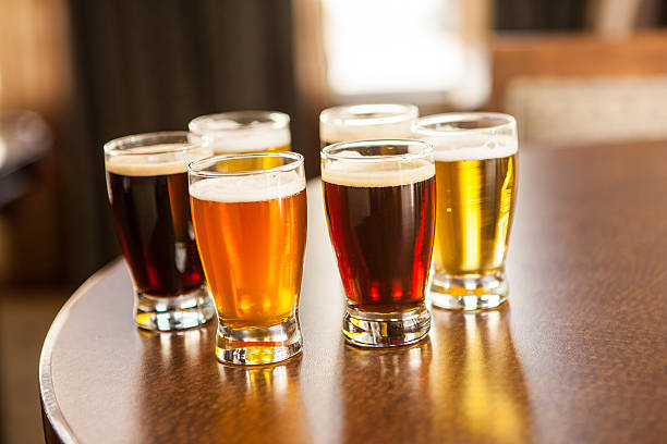 istock Five small glasses of beer which are called 