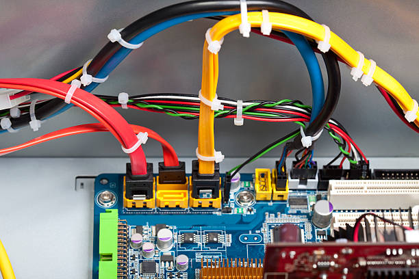 istock Colored wires in a circuit board 468461428