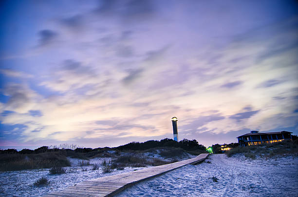 Charleston-Leuchtturm bei Nacht auf Sullivan's Island in – Foto