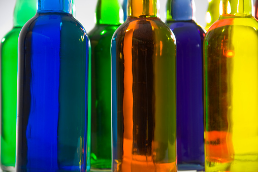 Brightly Colored Bottles