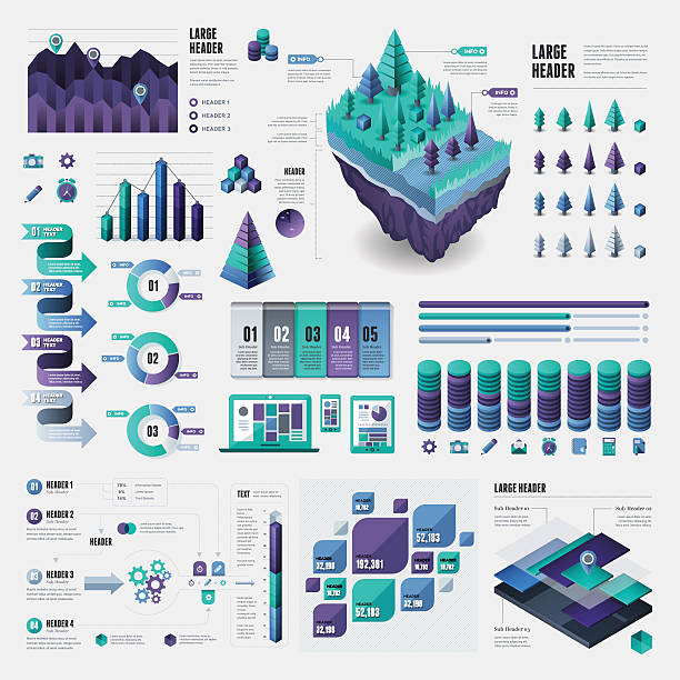 인포그래픽 요소 - infographic diagram three dimensional shape data stock illustrations