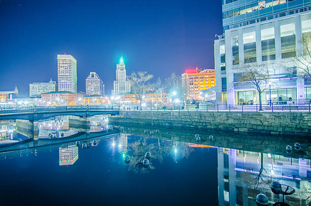 istock skyline of providence rhode island skyline through a fisheye len 468474124