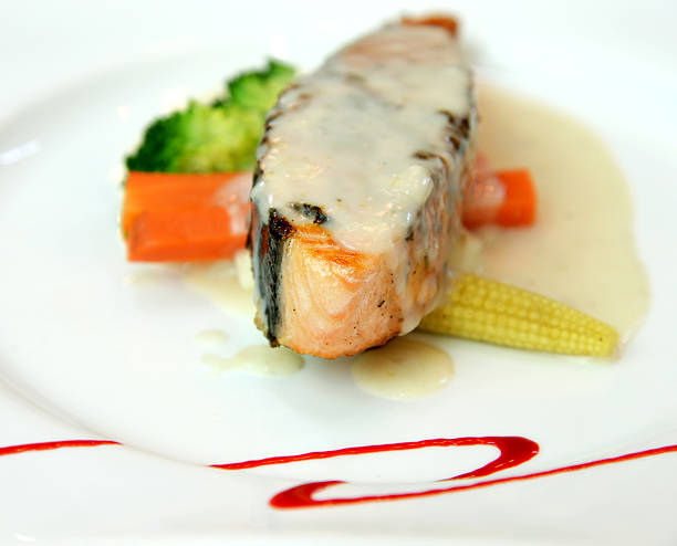 istock Salmon fish fillet grilled steak 468474428
