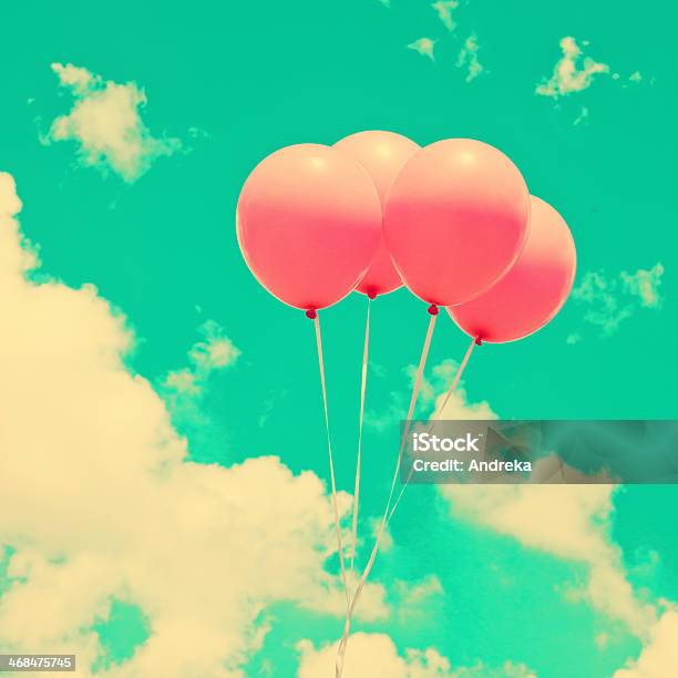 Four Pink Balloons Stock Photo - Download Image Now - Balloon, Blue, Child