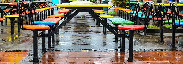 Public food court seat stock photo