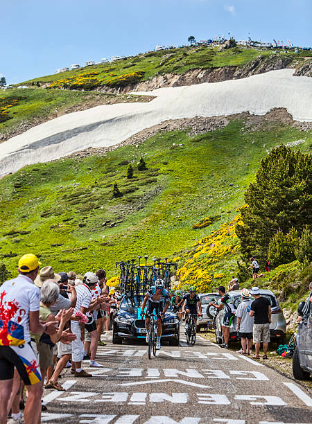 The Cyclist Peter Velits Col de Pailheres,France- July 06 2013: The Slovak cyclist Peter Velits from Omega Pharma-Quick Step Team , climbing the road to Col de Pailheres in Pyrenees Mountains during the stage 8 of the 100 edition of Le Tour de France on 6 July 2013. tour de france stock pictures, royalty-free photos & images