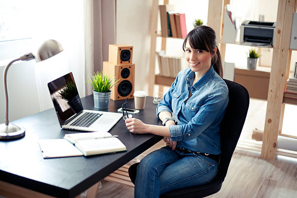 istock Women at modern home office. 468482586