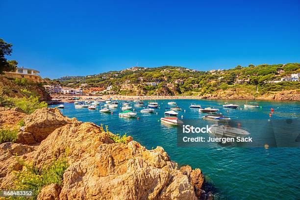 Summer At The Costa Brava Sa Riera Beach Begur Stock Photo - Download Image Now - Gerona Province, Spain, Nautical Vessel