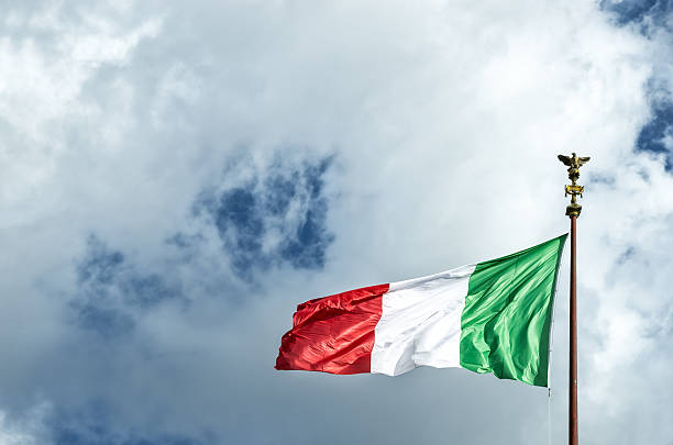 istock Italian flag blowing in the wind 468484130