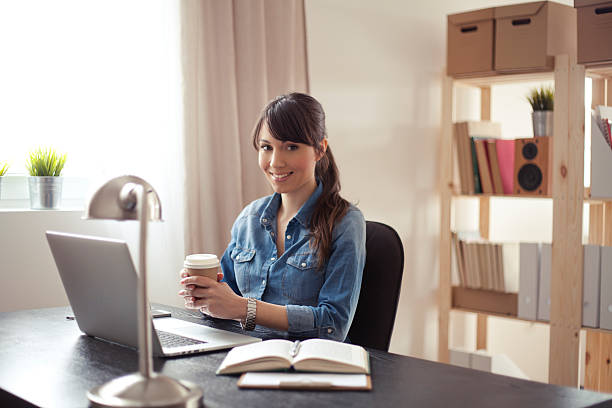 istock Women at modern home office. 468484172