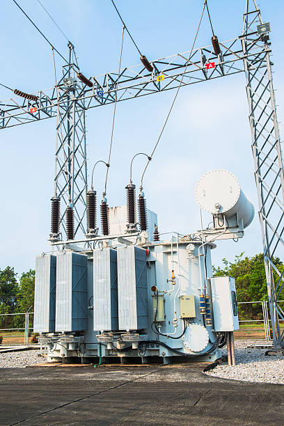 istock Transformer station and the high voltage electric pole 468489046
